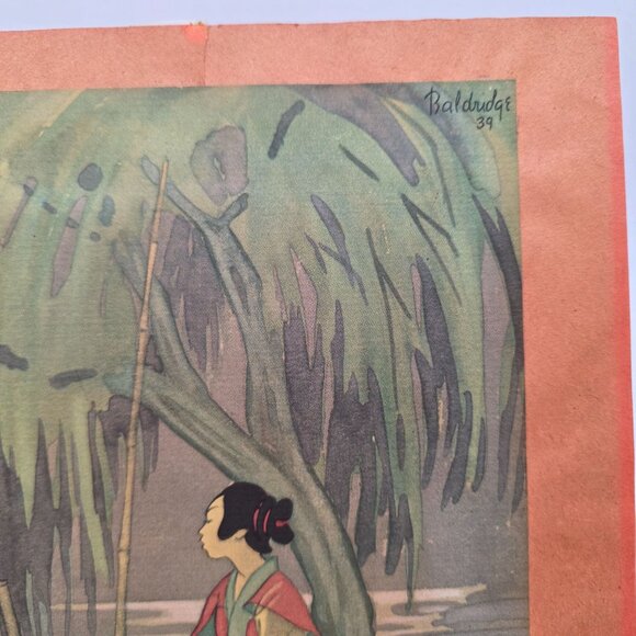 Vintage Cyrus Leroy Baldridge Illustrated Print Lithograph Woman at Lake - Picture 3 of 9